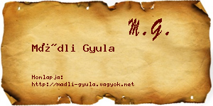 Mádli Gyula névjegykártya